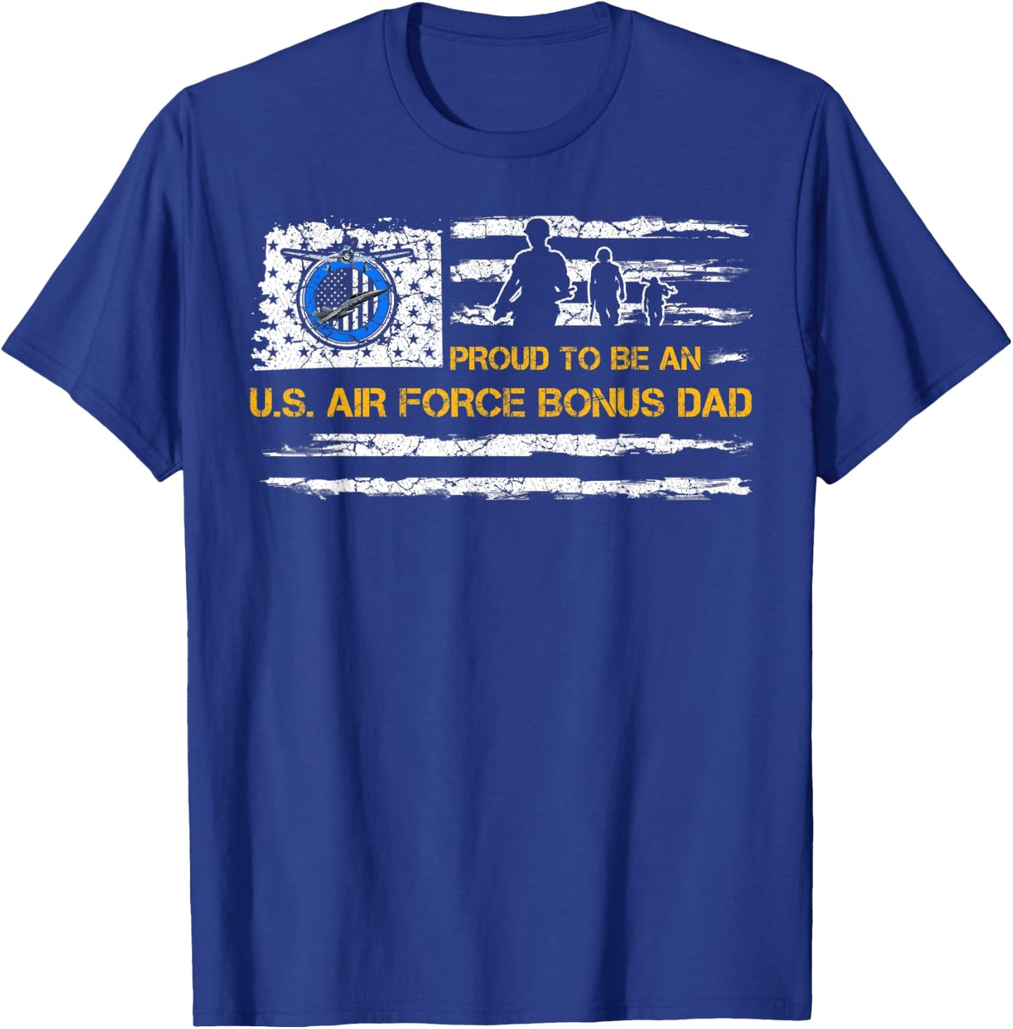 Vintage USA American Flag Proud To Be An Air Force Bonus Dad Women Men T-Shirt - T-Shirt | Royal