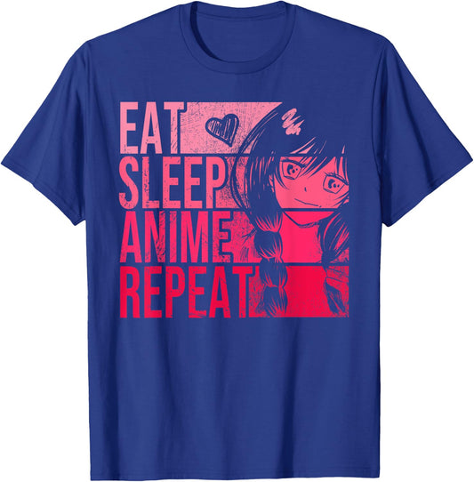 Eat Sleep Anime Repeat Shirt - Anime Lovers Gifts Idea Girls T-Shirt - T-Shirt | Royal