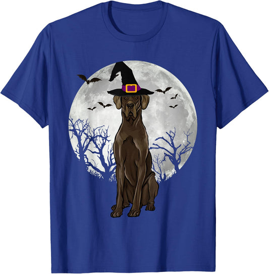 Scary Black Great Dane Dog Witch Hat Halloween Women T-Shirt - T-Shirt | Royal