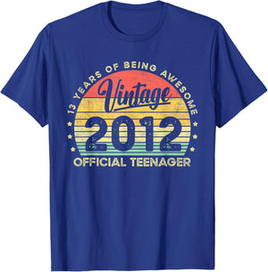 Vintage 2012 Official Teenager 13th Birthday Gifts 13 Yr Old T-Shirt - T-Shirt | Royal