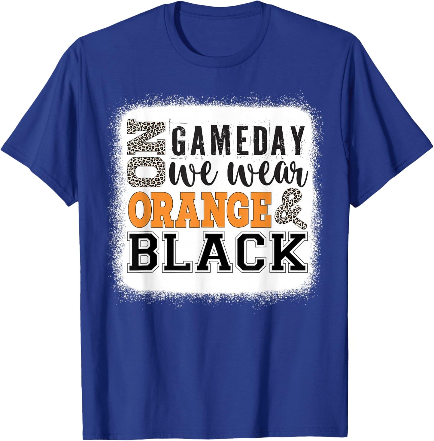 On Gameday Football We Wear Orange and Black Leopard Print T-Shirt - T-Shirt | Royal