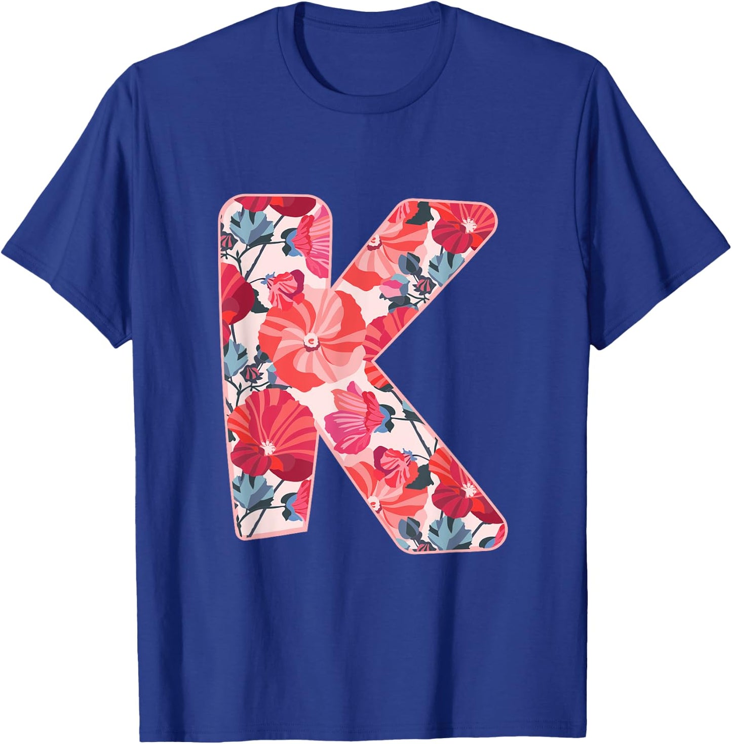 Letter K Sign Alphabet Last Name Consonants Flower Gift T-Shirt - T-Shirt | Royal