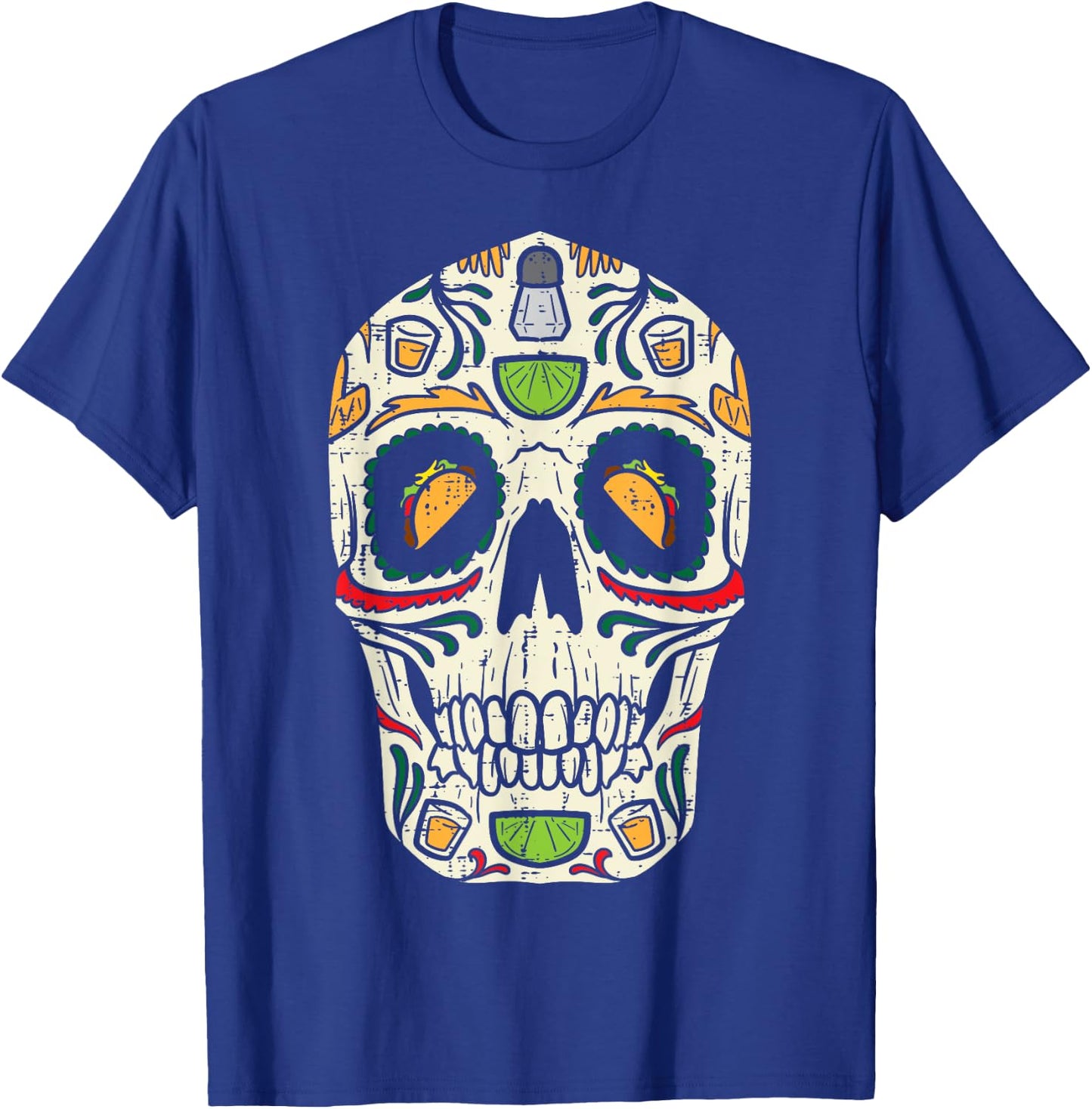 Sugar Skull Taco Tequila Pub Cinco De Mayo Calavera Mexican T-Shirt - T-Shirt | Royal