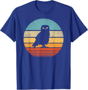 Owl Retro Vintage 60s 70s Sunset Bird T-Shirt - T-Shirt | Royal