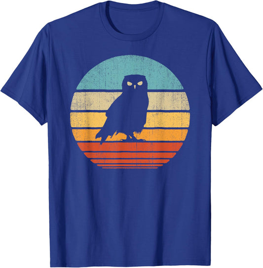 Owl Retro Vintage 60s 70s Sunset Bird T-Shirt - T-Shirt | Royal