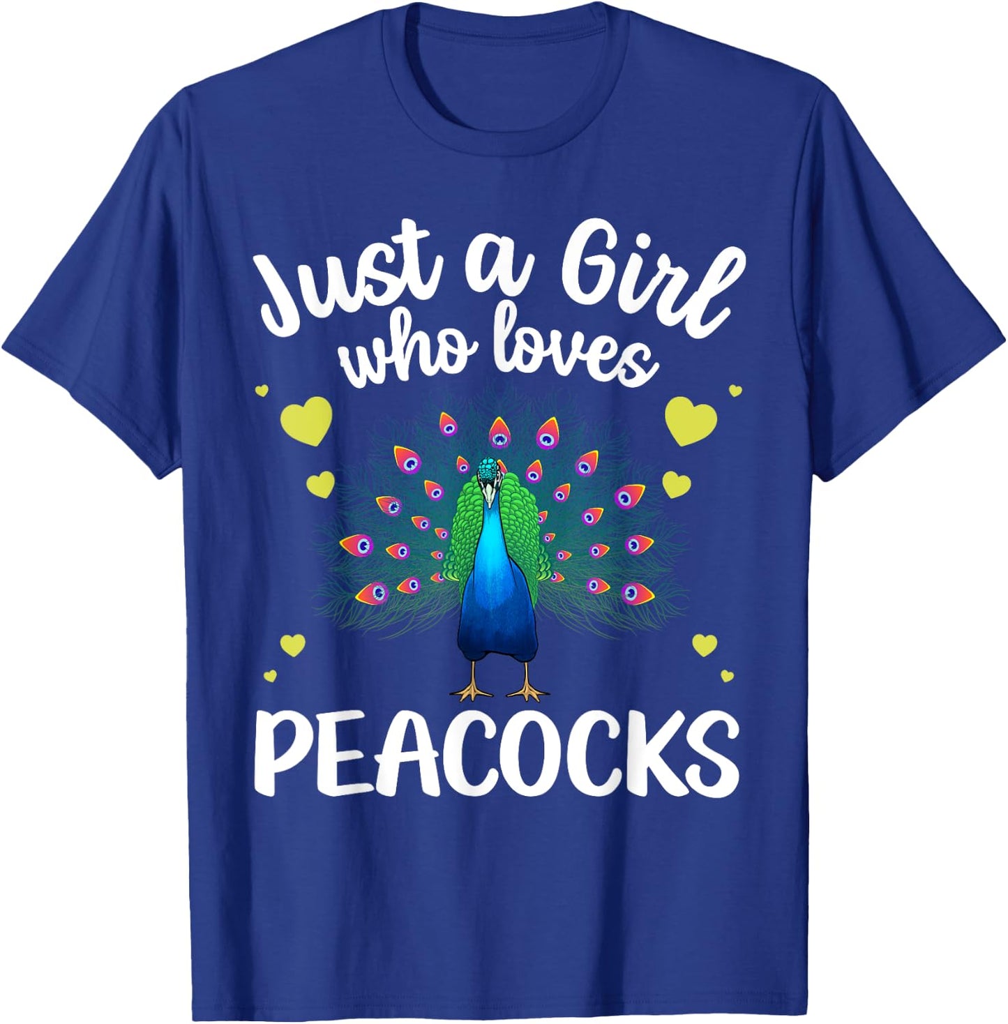 Funny Peacock Design For Girls Kids Youth Peacock Bird Lover T-Shirt - T-Shirt | Royal