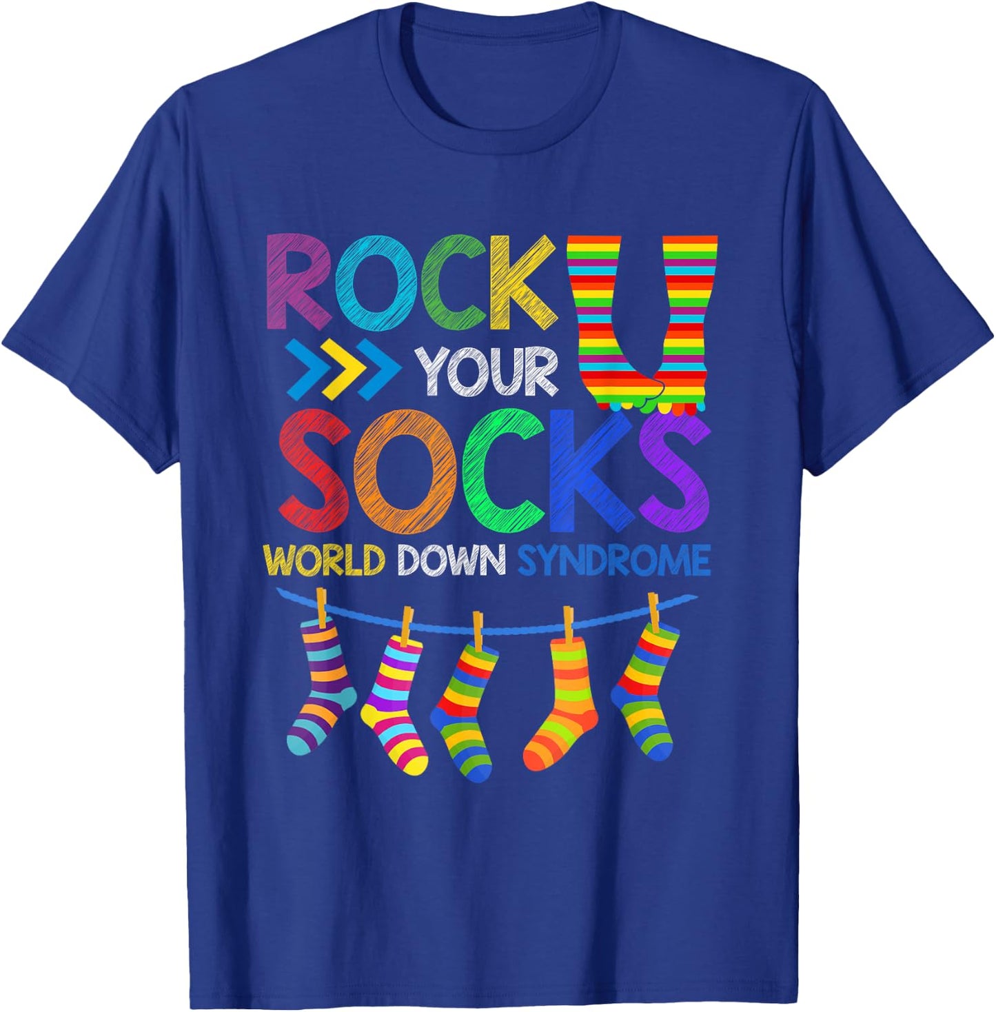 Rock Your Socks Down Syndrome Awareness Teachers Women Kids T-Shirt - T-Shirt | Royal