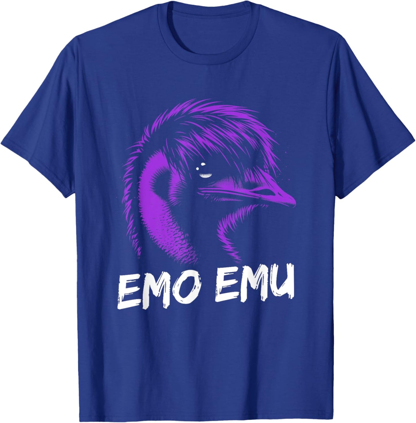 Funny Emo Emu - Vintage Emu Running Bird - -Adults/Kids - Black - Small - Short Sleeve - Cotton Blend - - Retro - Bird-Print T-Shirt - T-Shirt | Royal