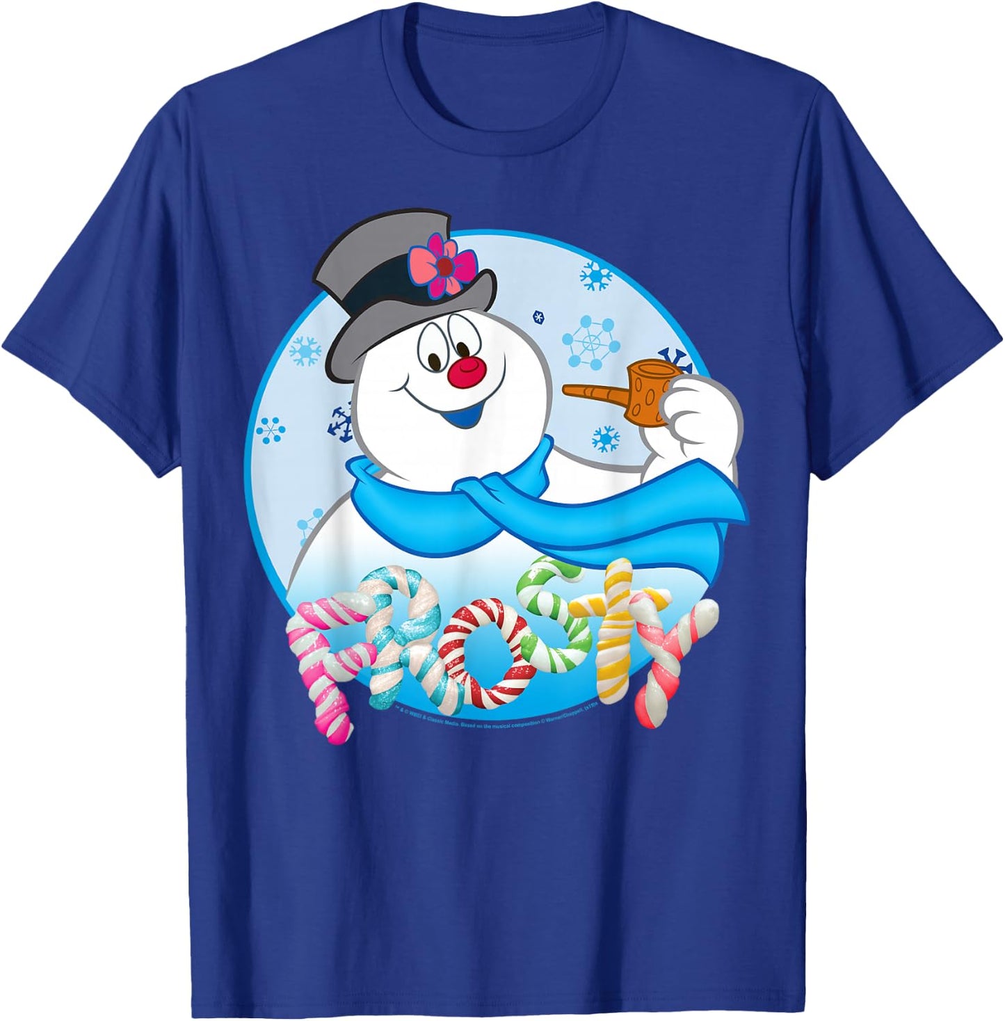 Frosty The Snowman Candy Letters Portrait T-Shirt - T-Shirt | Royal