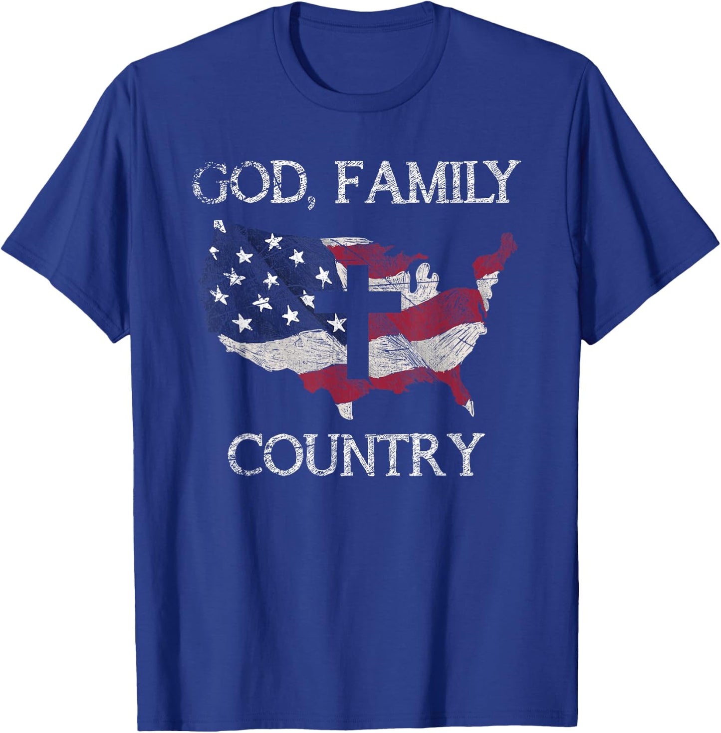 Prayer Christian Gifts & God Family Country Cross Christian Gift USA Prayer T-Shirt - T-Shirt | Royal