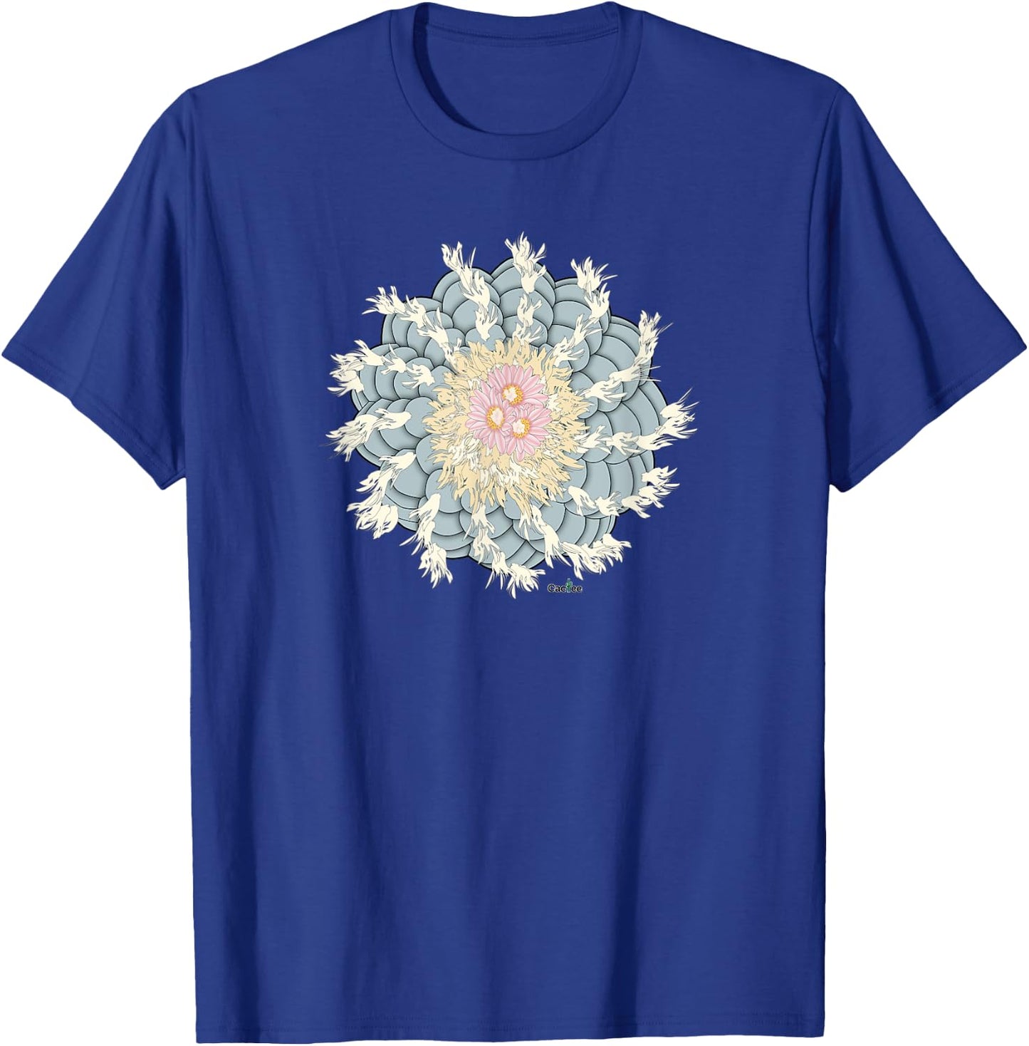 Lophophora Williamsii Spiral Peyote with Flowers T-Shirt - T-Shirt | Royal