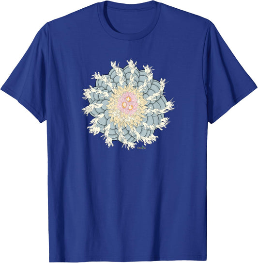 Lophophora Williamsii Spiral Peyote with Flowers T-Shirt - T-Shirt | Royal