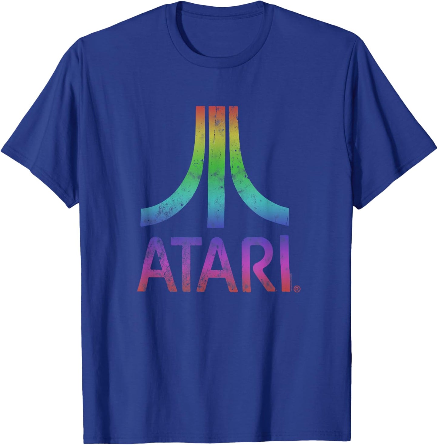 Atari Vintage Distressed Mt. Fuji Rainbow Logo Video Game T-Shirt - T-Shirt | Royal