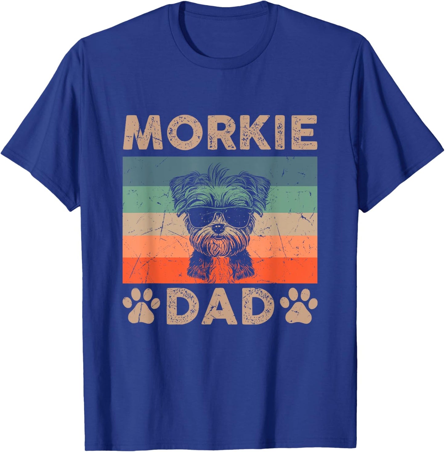 Vintage Morkie Dad Gifts Funny Dog Dad Lover Father's Day Women Kids T-Shirt - T-Shirt | Royal