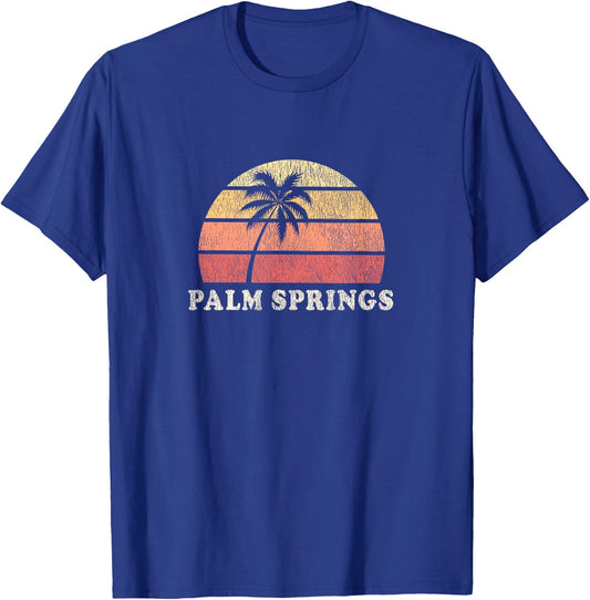 Palm Springs CA Vintage 70s Retro Throwback Design T-Shirt - T-Shirt | Royal