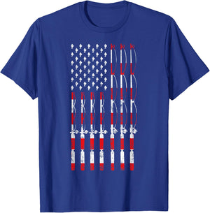 Fishing Pole American USA Flag Patriotic Fishing gift T-Shirt - T-Shirt | Royal