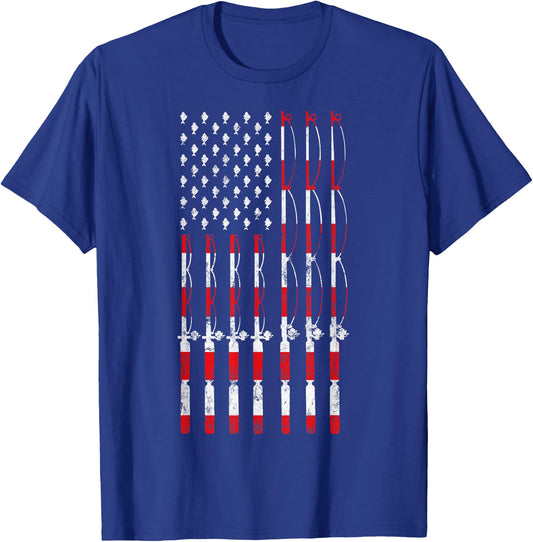 Fishing Pole American USA Flag Patriotic Fishing gift T-Shirt - T-Shirt | Royal
