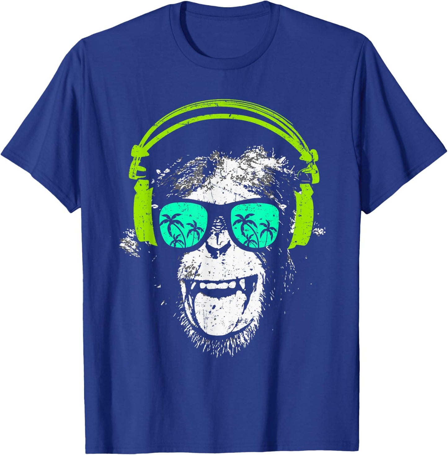 Monkey DJ with headphones and sunglasses Gift T-Shirt - T-Shirt | Royal