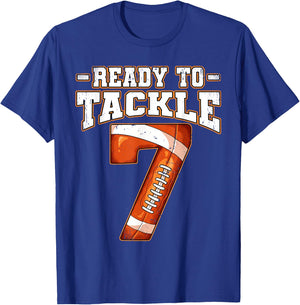 7th Birthday Football T-Shirt - T-Shirt | Royal