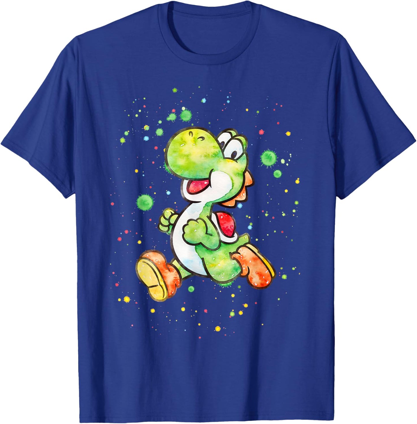 Super Mario Yoshi Watercolor Splatter Portrait T-Shirt - T-Shirt | Royal