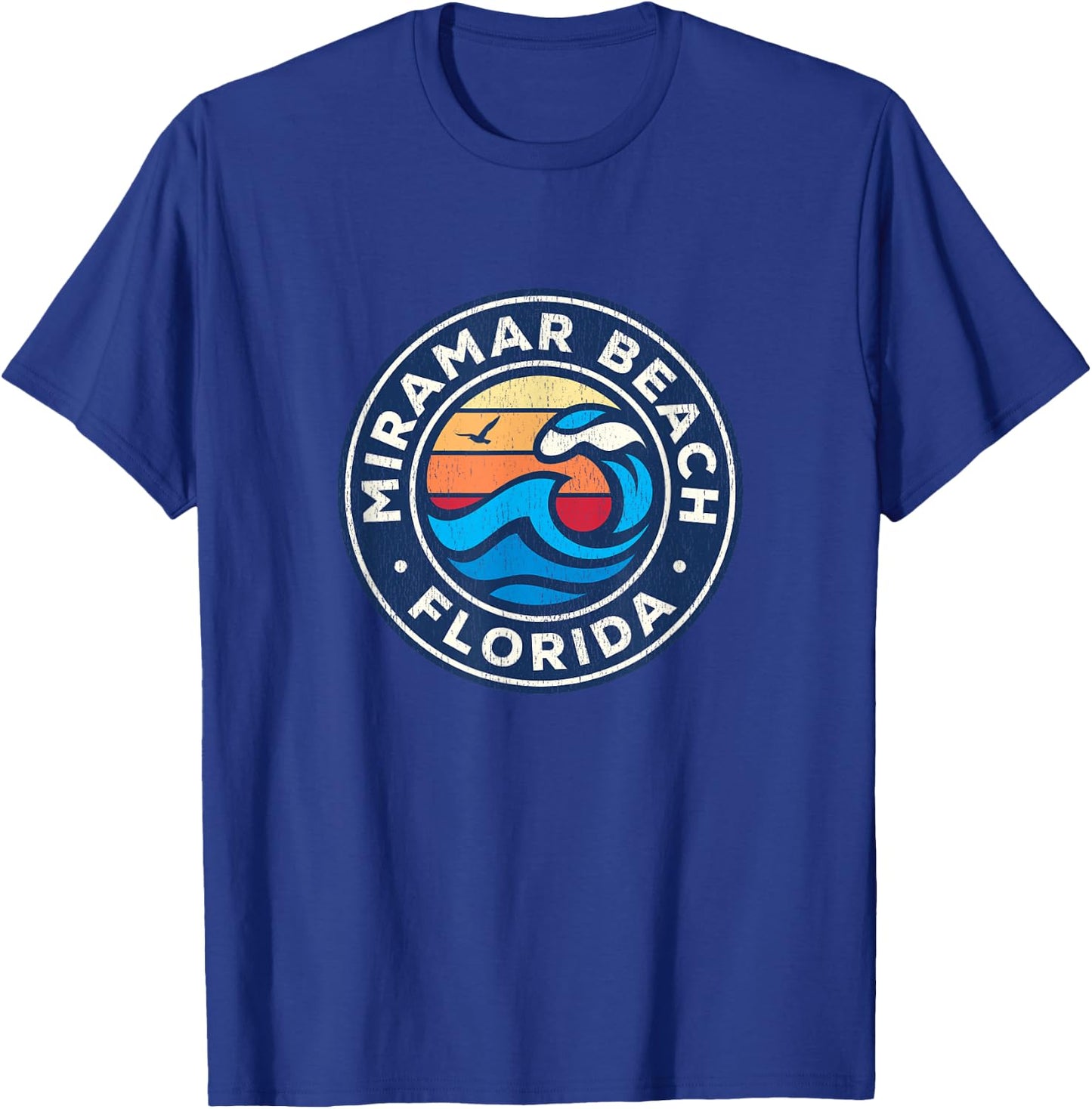 Miramar Beach Florida FL Vintage Nautical Waves Design T-Shirt - T-Shirt | Royal