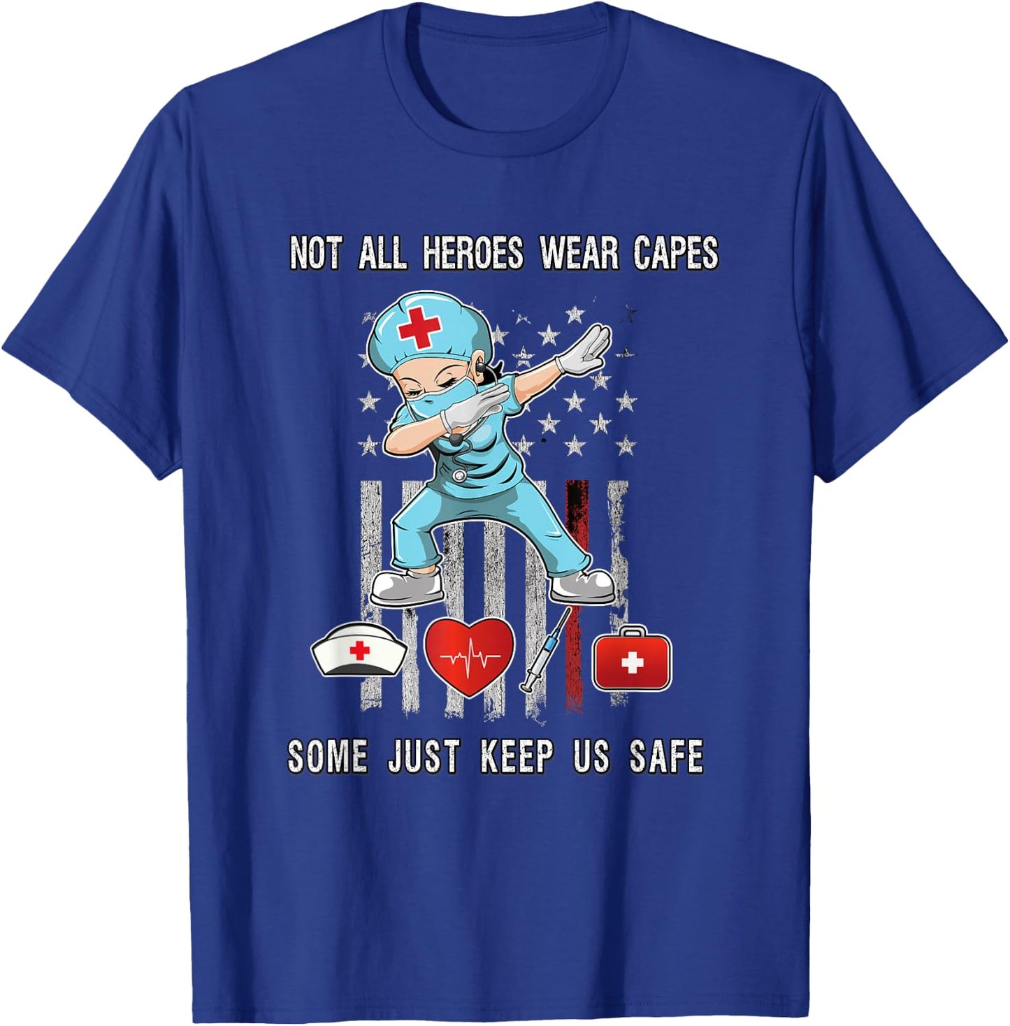 Not All Heroes Wear Capes Some Just Scrubs Wear Nurse EMT T-Shirt - T-Shirt | Royal