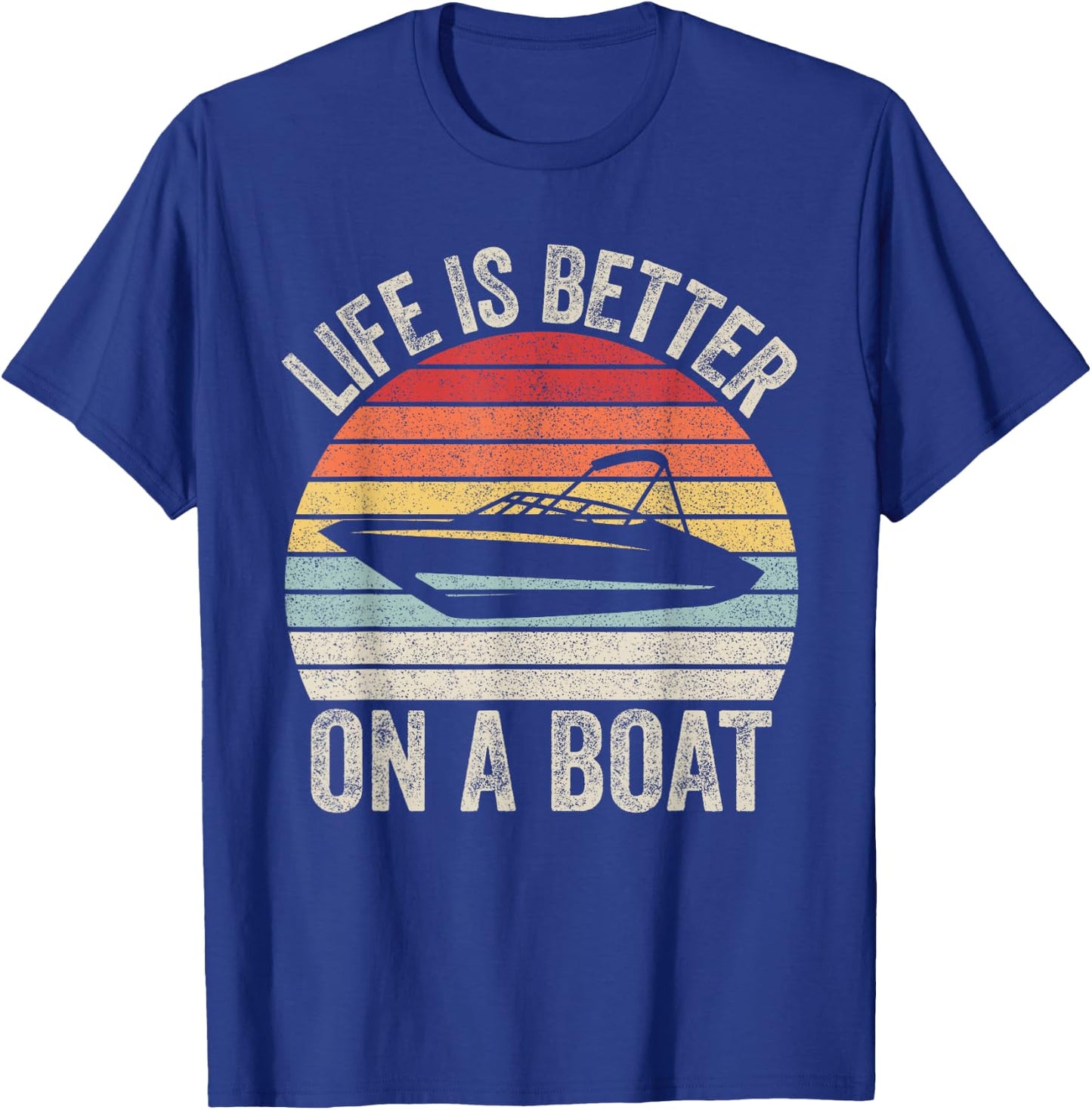 Vintage Life Is Better On A Boat Captain Boating Pontoon T-Shirt - T-Shirt | Royal