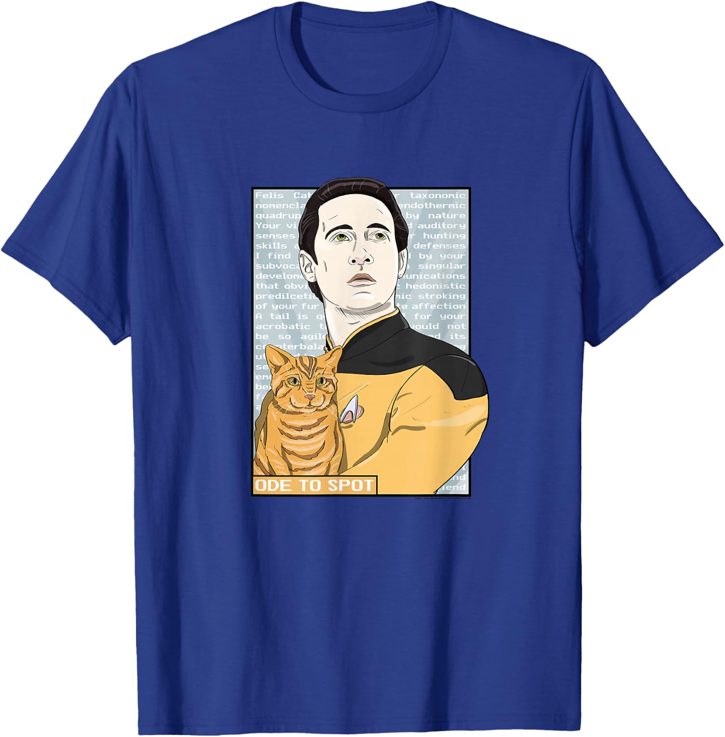 Star Trek: The Next Generation Data Ode to Spot Portrait T-Shirt - T-Shirt | Royal