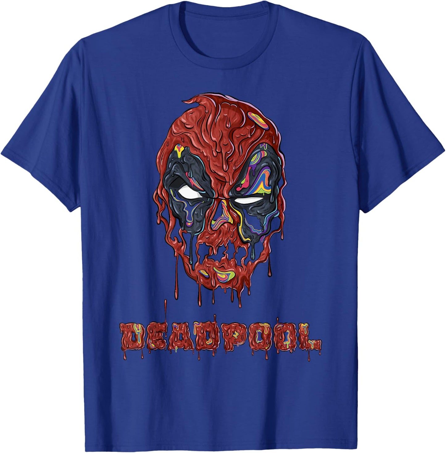 Marvel Deadpool Melting Mask Portrait T-Shirt - T-Shirt | Royal