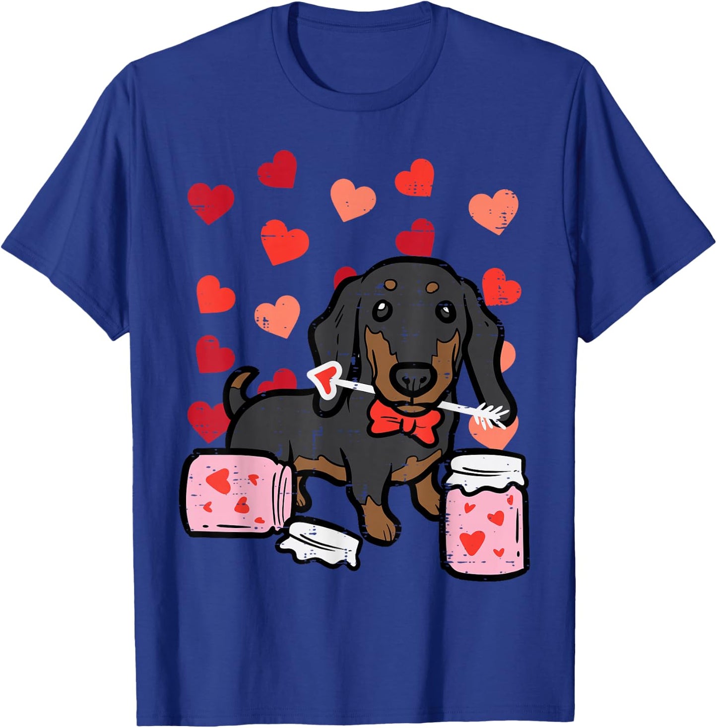 Valentines Day Wiener Dog Hearts Dachshund Women Kids Men T-Shirt - T-Shirt | Royal