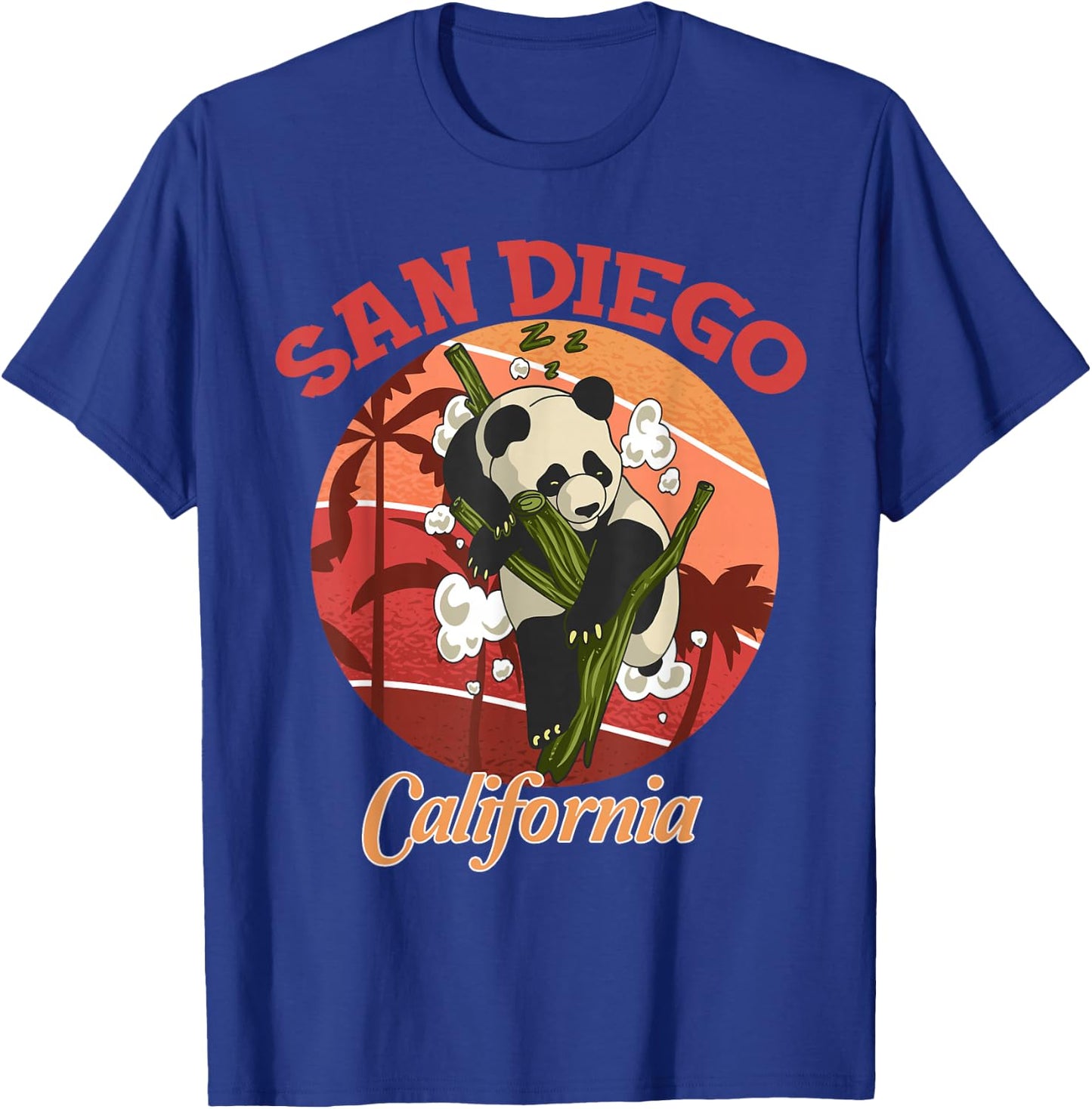 Cute California State San Diego Retro Panda Zoo T-Shirt - T-Shirt | Royal