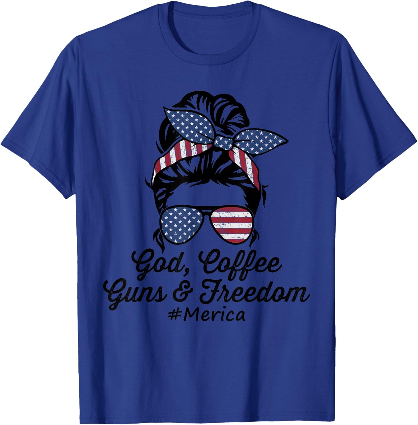 GOD COFFEE GUNS & FREEDOM - Funny Gun Owner USA T-Shirt - T-Shirt | Royal