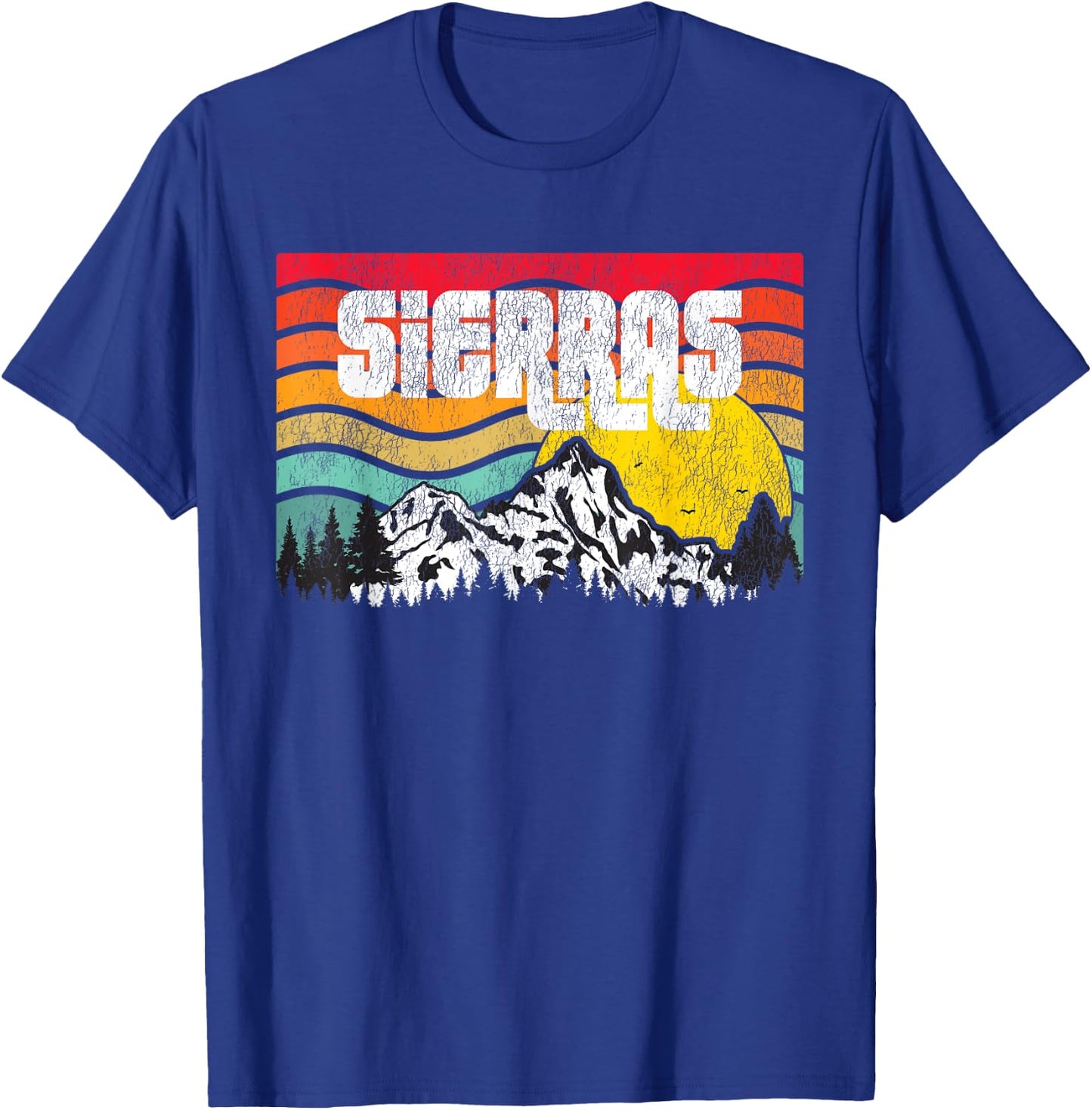 Sierra Mountains High Sierras PCT Vintage Sunset Retro T-Shirt - T-Shirt | Royal