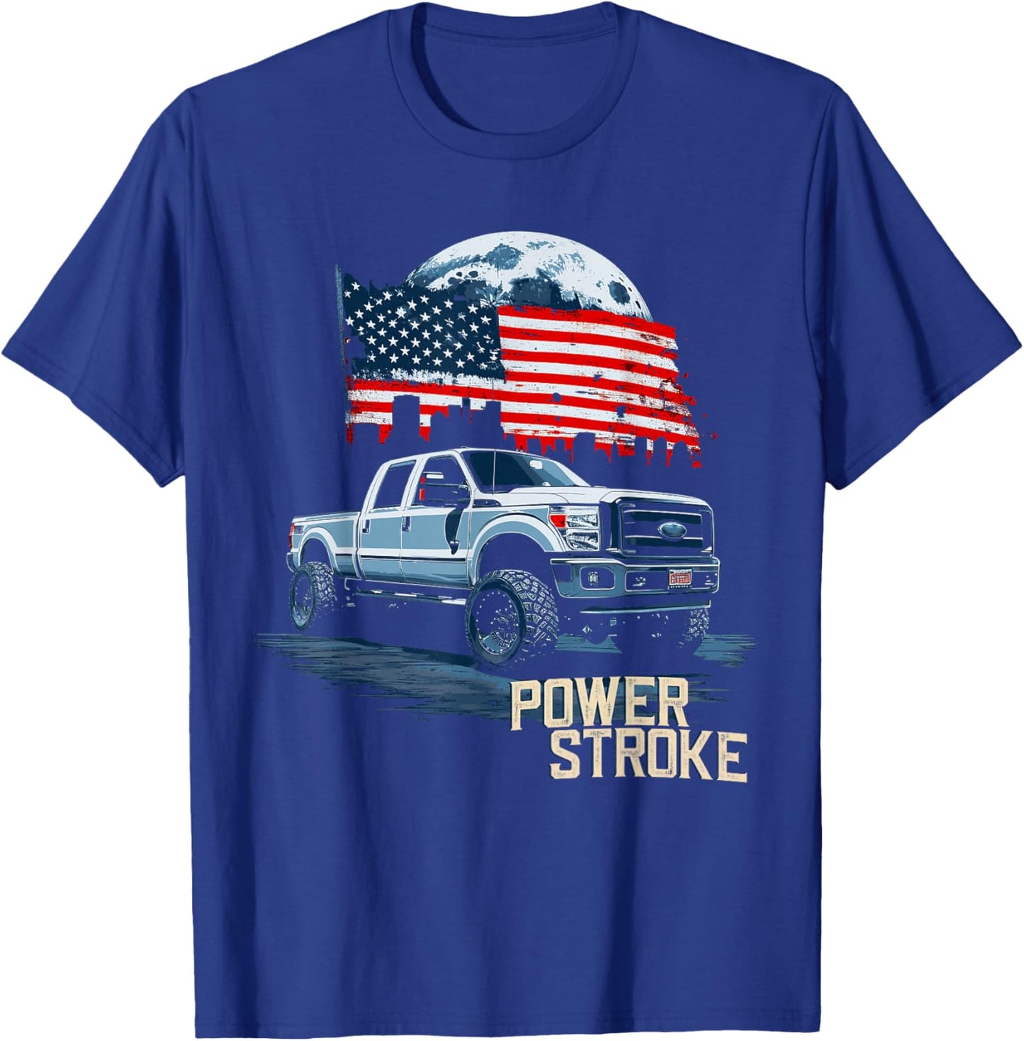 Powerstroke Patriotic Truck American Flag Diesel Truck T-Shirt - T-Shirt | Royal