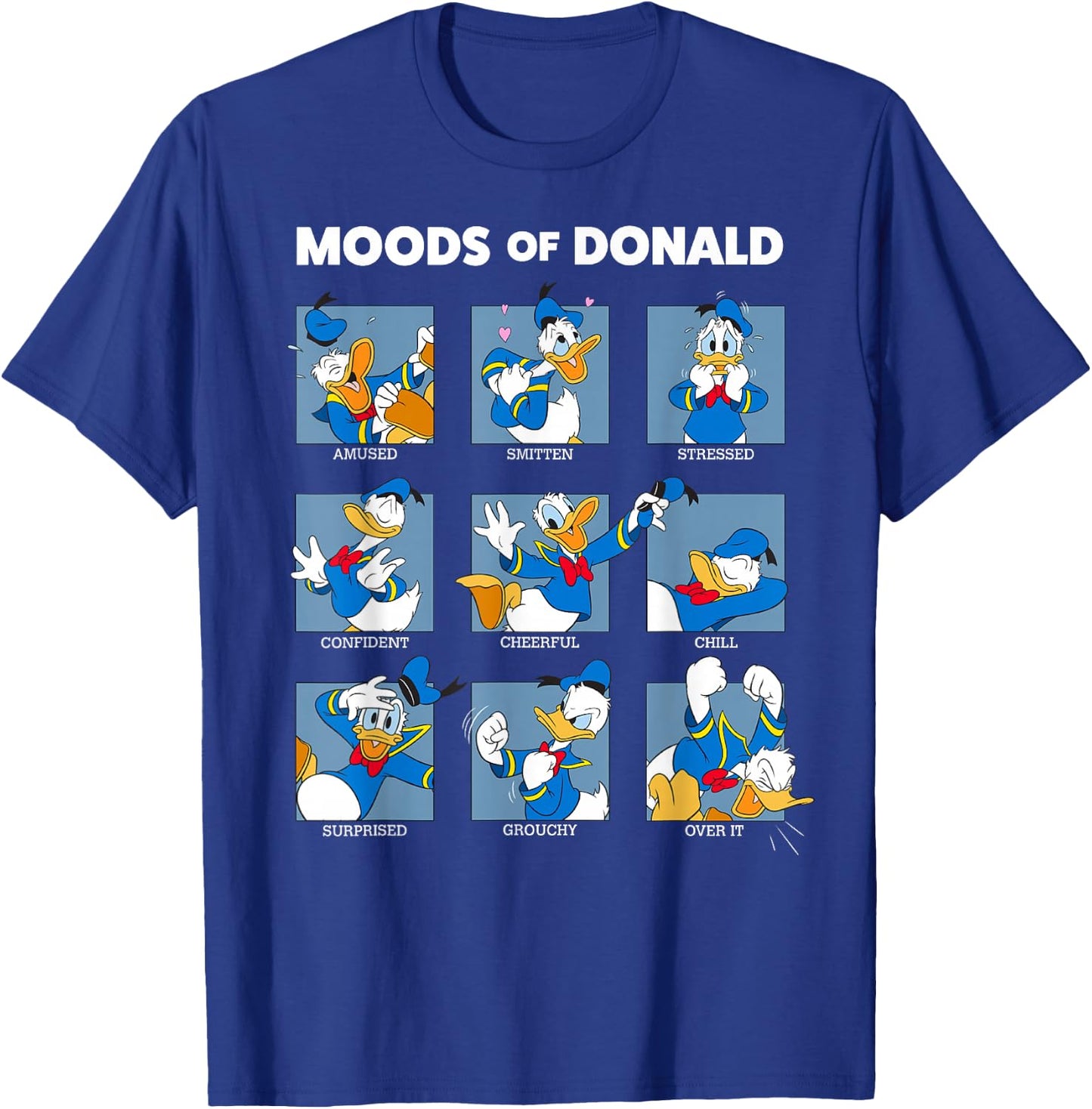 Disney Mickey And Friends Moods Of Donald Duck Short Sleeve T-Shirt - T-Shirt | Royal