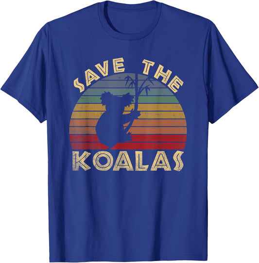 Save the Koalas Vintage Retro Sunset - Koala Lovers Gift T-Shirt - T-Shirt | Royal