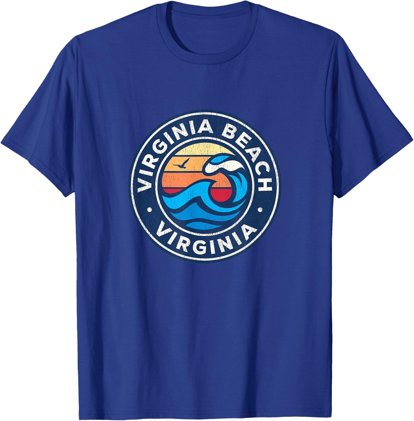 Virginia Beach Virginia VA Vintage Nautical Waves Design T-Shirt - T-Shirt | Royal