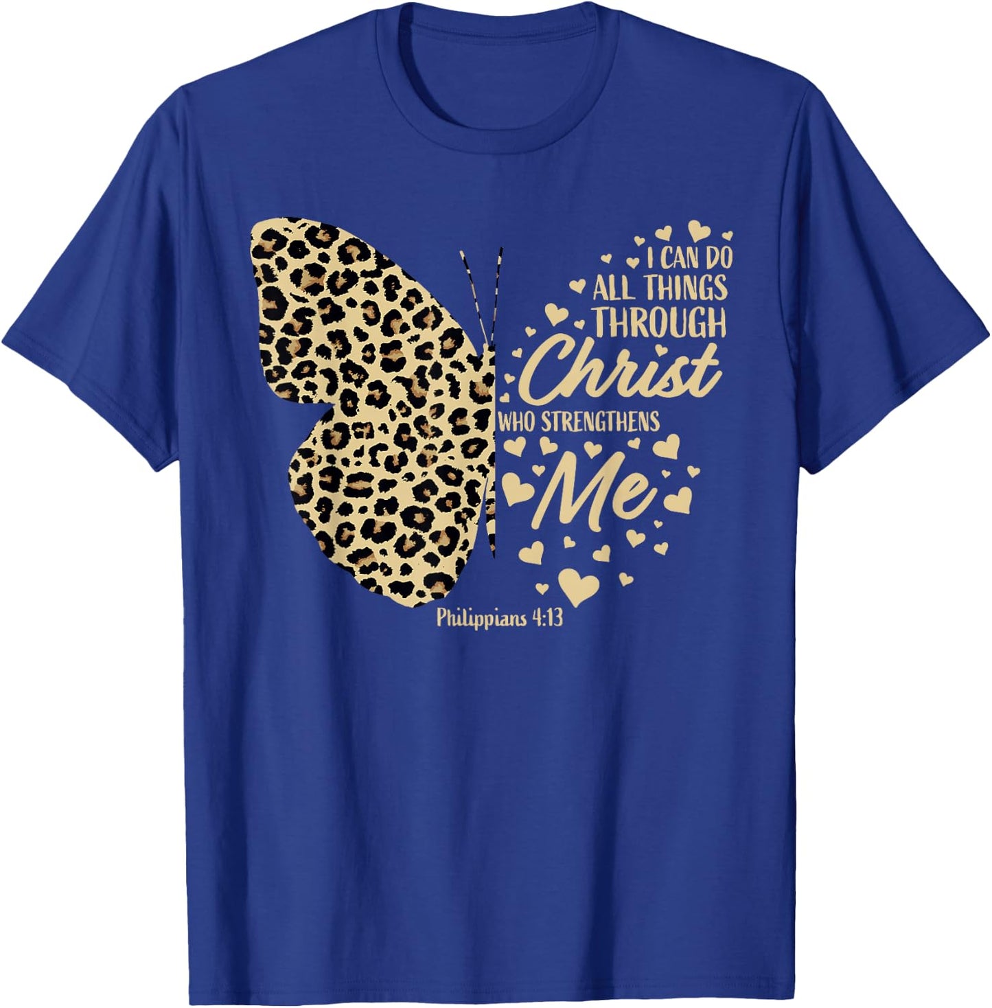 Christian Bible Verse Butterfly Cheetah Mom Women Teen Girls T-Shirt - T-Shirt | Royal