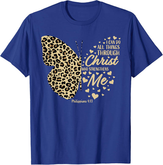 Christian Bible Verse Butterfly Cheetah Mom Women Teen Girls T-Shirt - T-Shirt | Royal