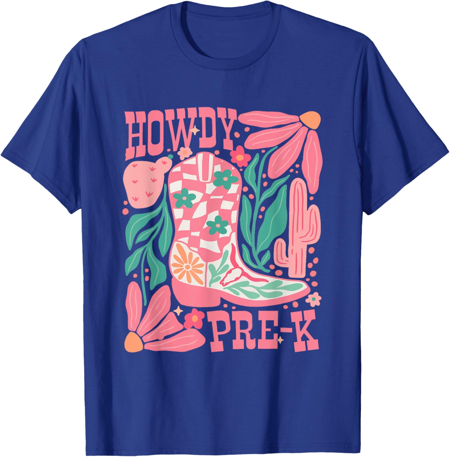 Howdy Prek Teacher Western Pre-K Grade Team Cowboy Cowgirl T-Shirt - T-Shirt | Royal
