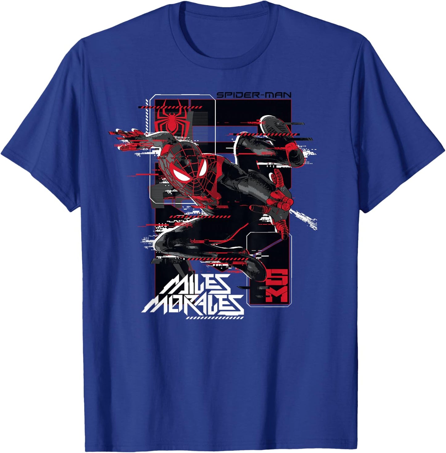 Marvel Spider-Man: Miles Morales Action Shot Glitch T-Shirt - T-Shirt | Royal