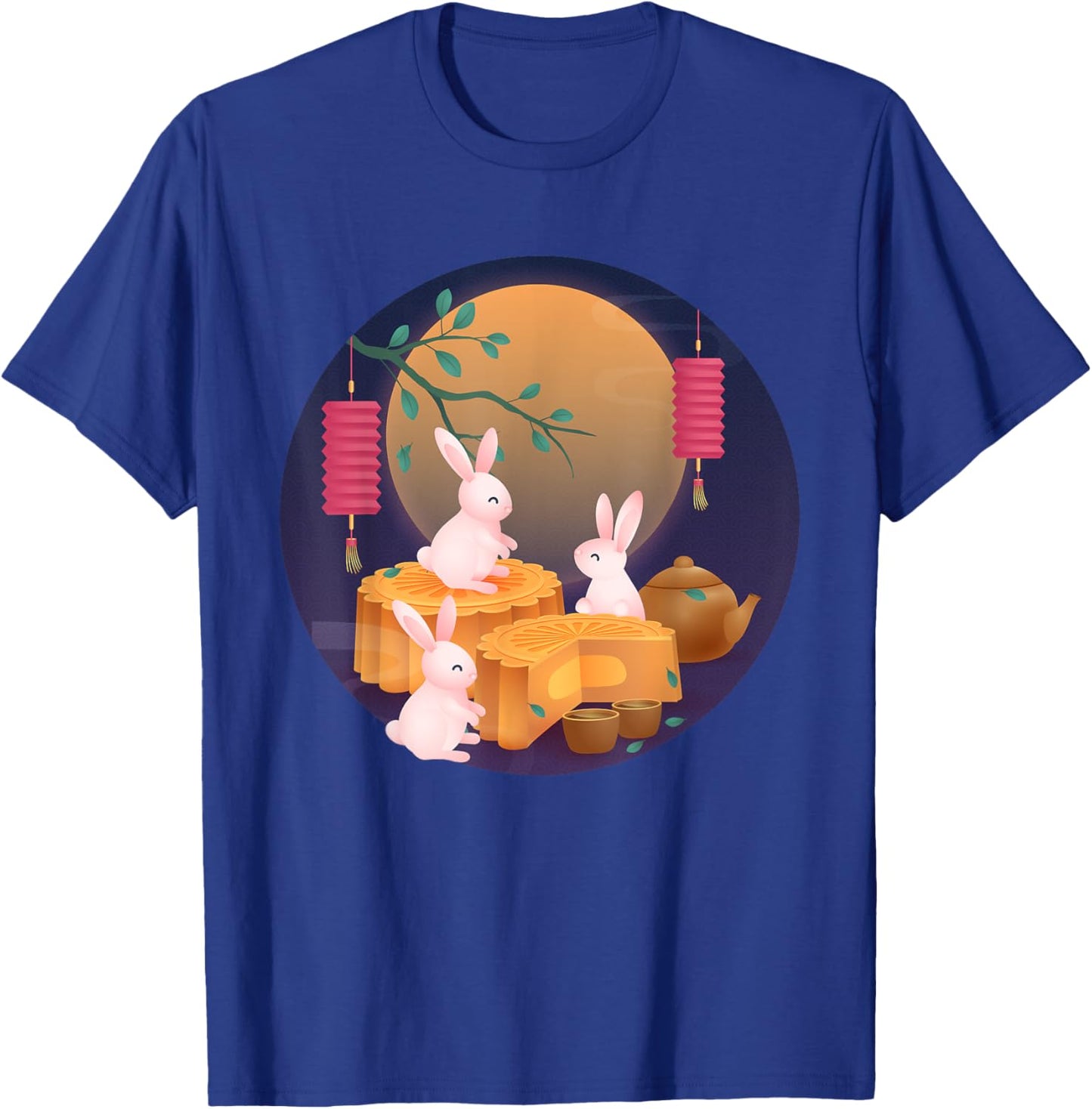 Mid-Autumn Festival Cute Rabbit Mooncake Party Boys Girls T-Shirt - T-Shirt | Royal