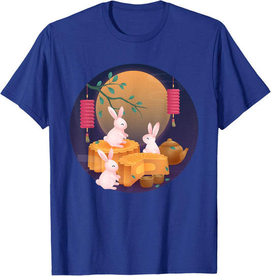 Mid-Autumn Festival Cute Rabbit Mooncake Party Boys Girls T-Shirt - T-Shirt | Royal