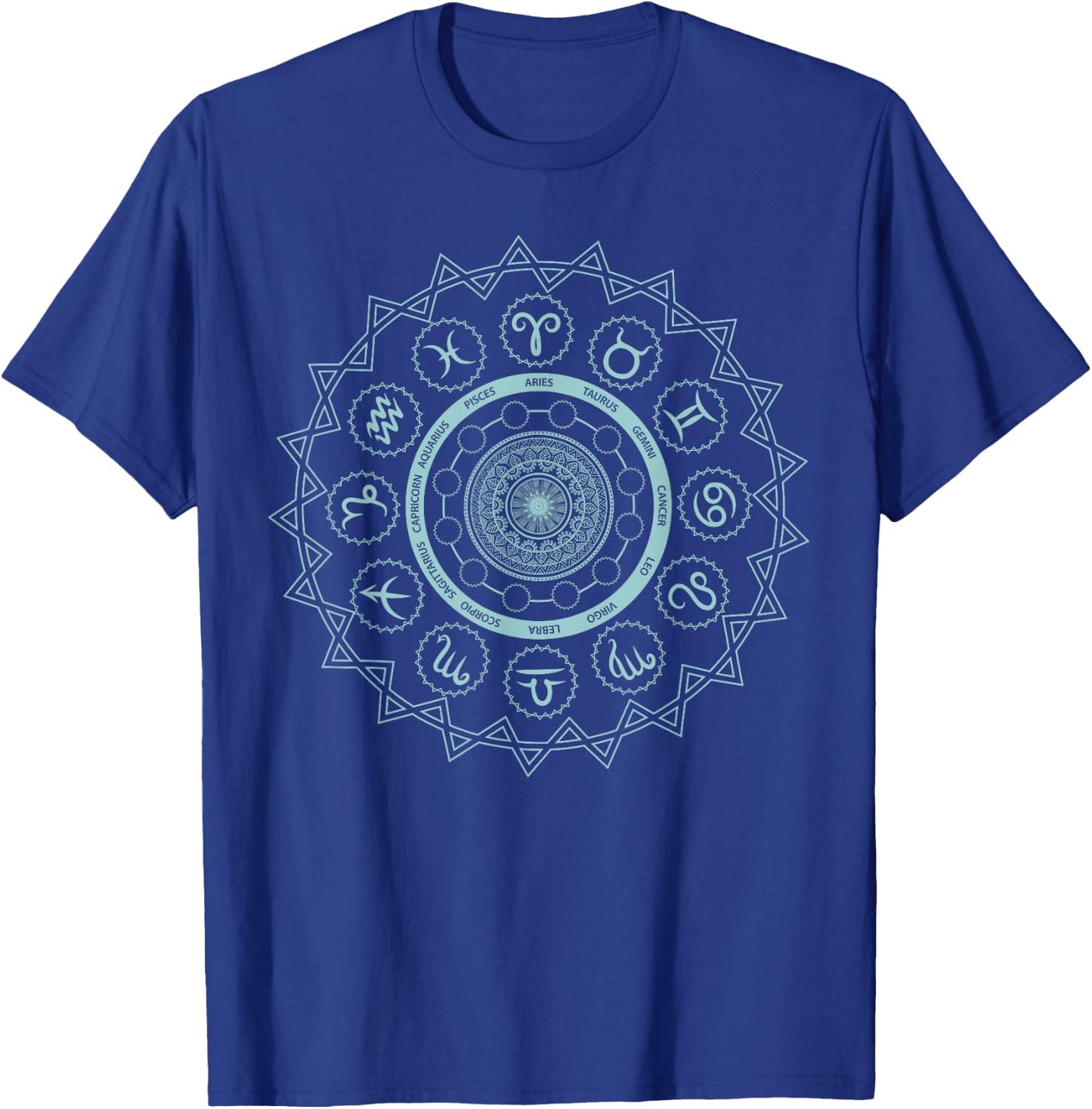 12 Horoscope Sign Zodiac Astrology Zen Spiritual Mandala T-Shirt - T-Shirt | Royal