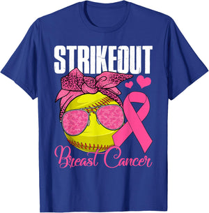 Strike Out Breast Cancer Softball Ball & Pink Ribbon Women T-Shirt - T-Shirt | Royal