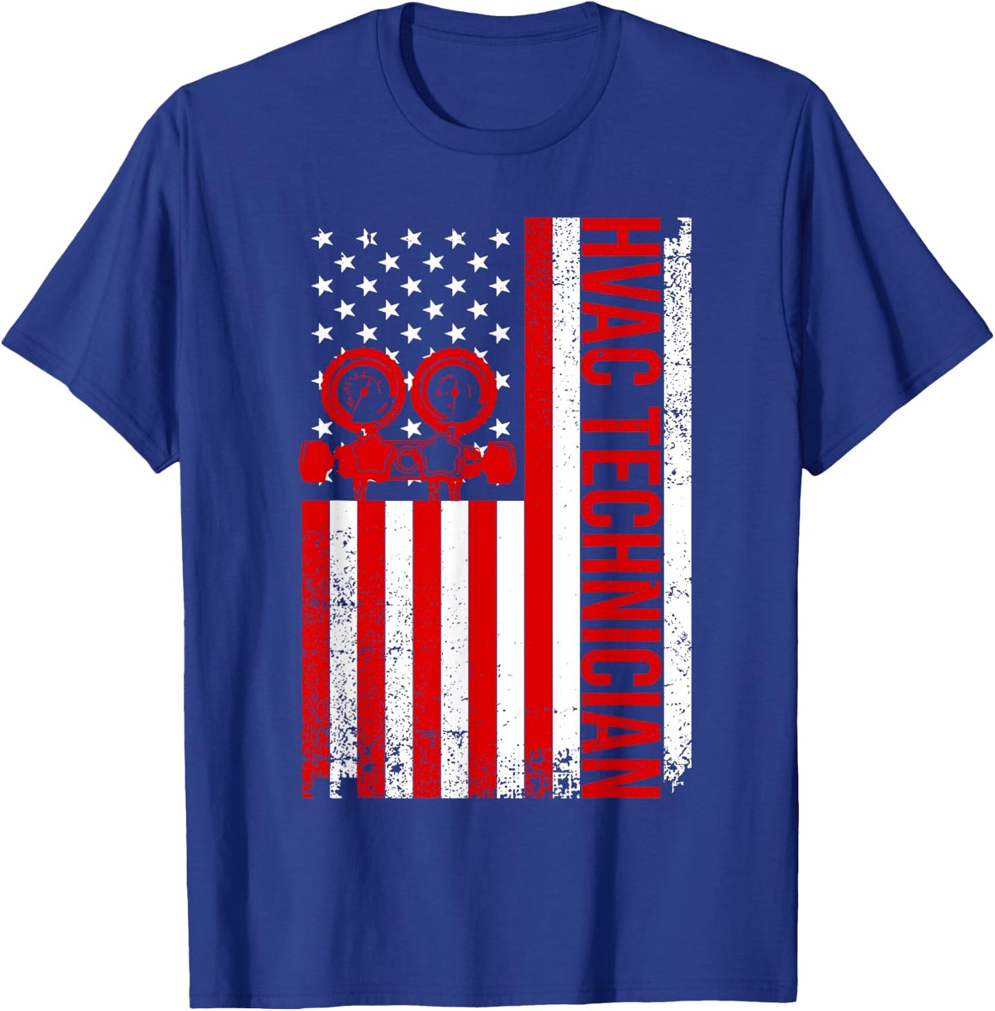 US HVAC Technician Gift USA Repairman Men Fourth Of July T-Shirt - T-Shirt | Royal