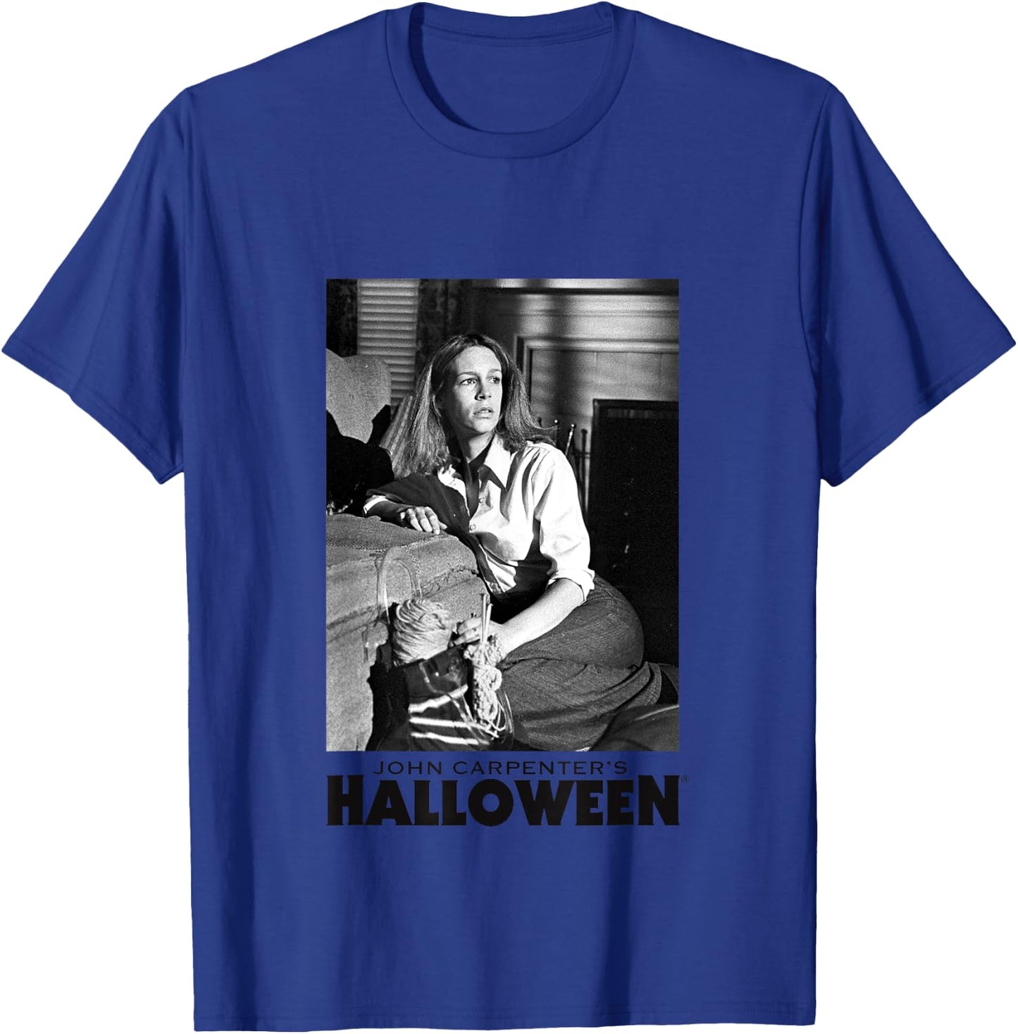Halloween Laurie Strode Hiding From Michael T-Shirt - T-Shirt | Royal