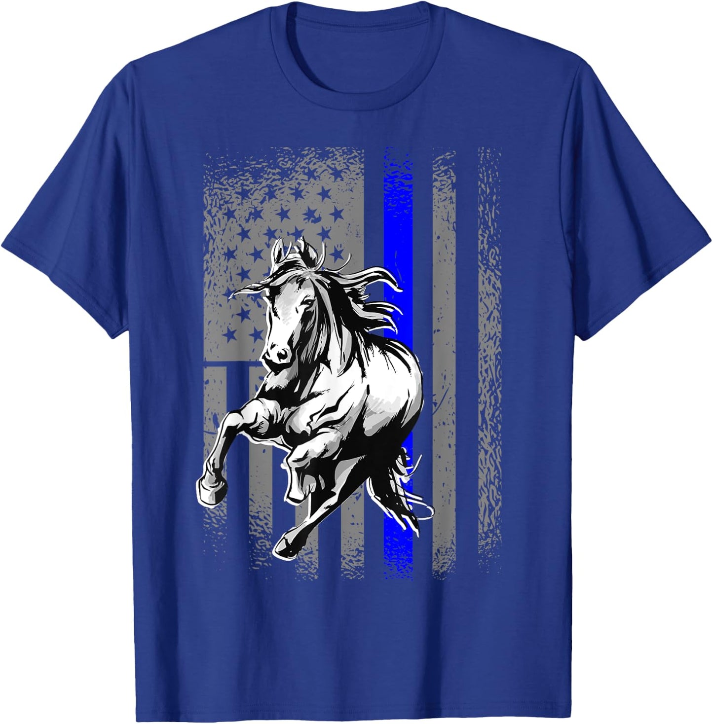 Mounted Patrol Police Horse American Flag T-Shirt - T-Shirt | Royal