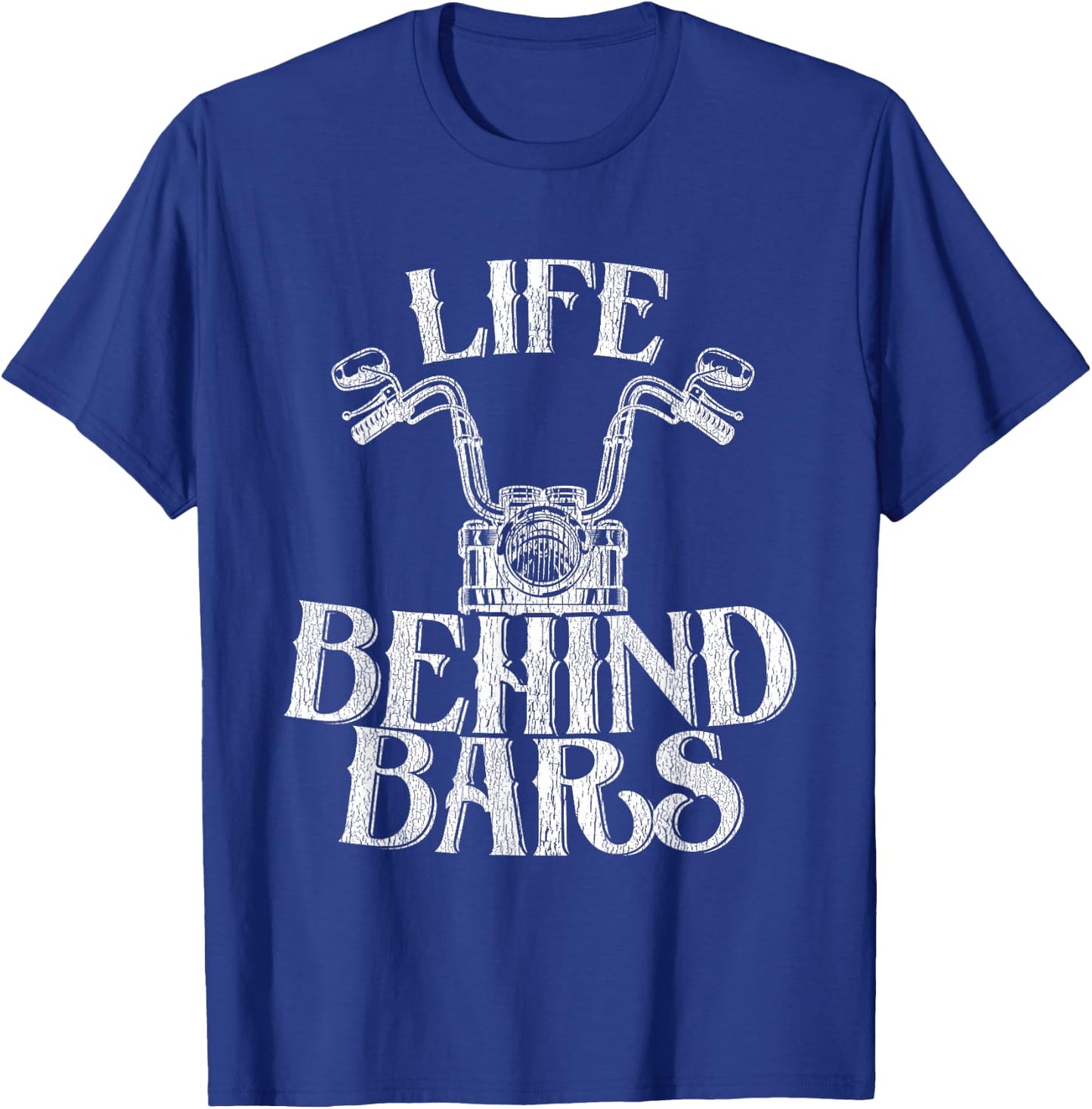 Shiney Side Up Kleidung von DBA.dezines Funny Life Behind Grids Distressed Motorcycle - Black, Small T-Shirt - T-Shirt | Royal