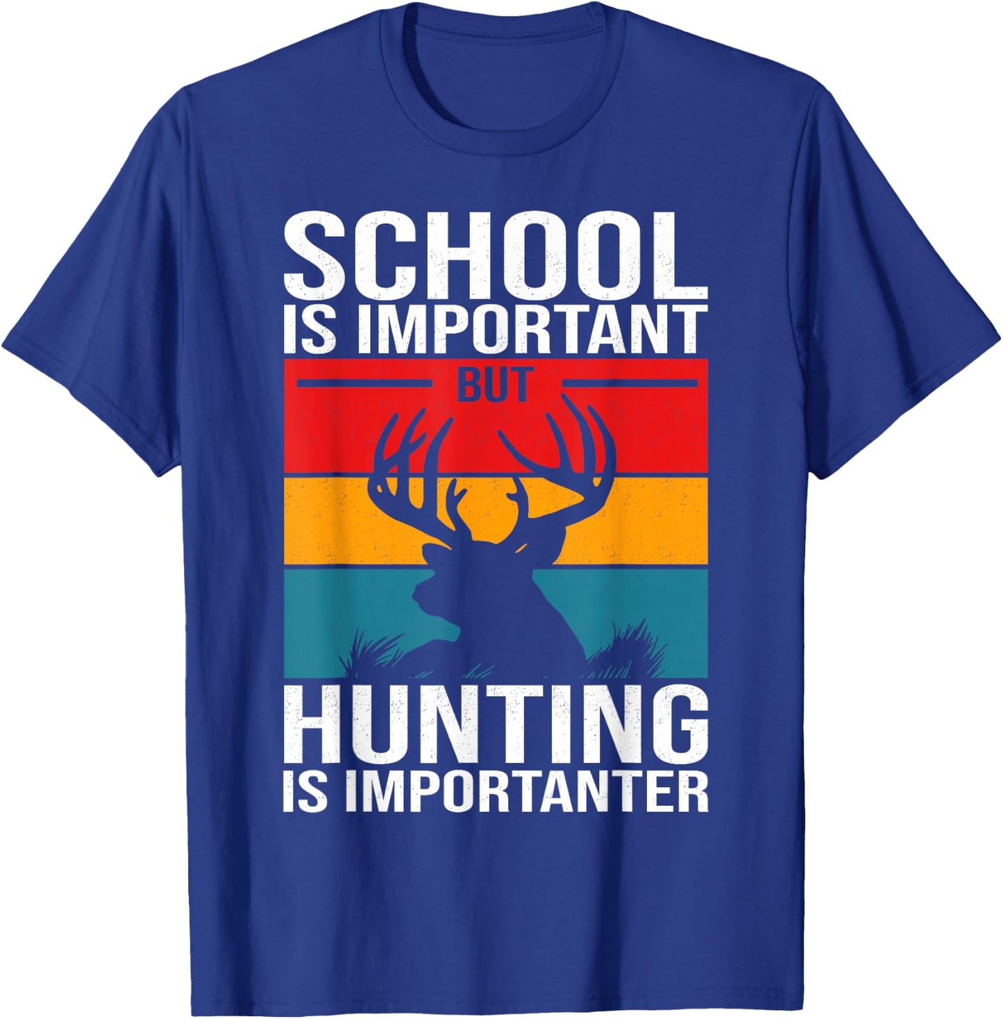 Funny Hunting Art Boys Kids Hunter Deer Clothes T-Shirt - T-Shirt | Royal